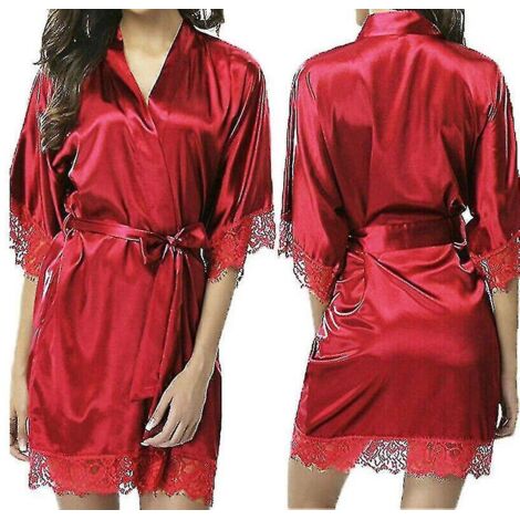 Peignoir en satin rouge - Taille L