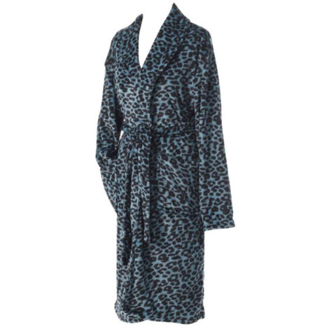 Peignoir Flanelle Imprimé "Léopard" Bleu