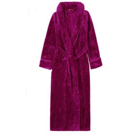Peignoir Homme à Capuche en Coton Velours Chaud - Robe de Chambre et Peignoir de Bain Ultra-Doux - Rouge Rose, M