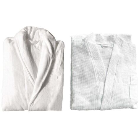 Peignoir kimono en coton de qualité hôtelière, épais, en polaire, brodé, en velours