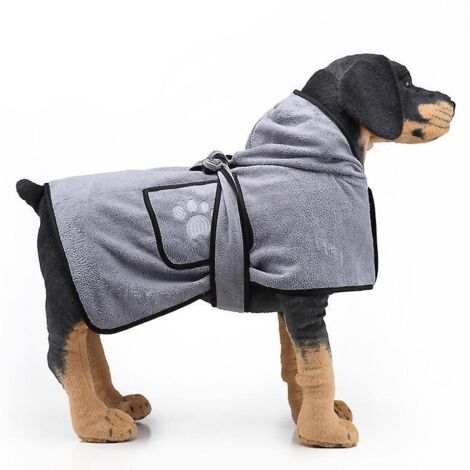 peignoir Pour Chien En Fibres Ultra Fines (gris S) - Serviette Absorbante Pour Chien Qui Peut Tre Sche Aprs Le Bain, La Natation Ou La Marche Sous