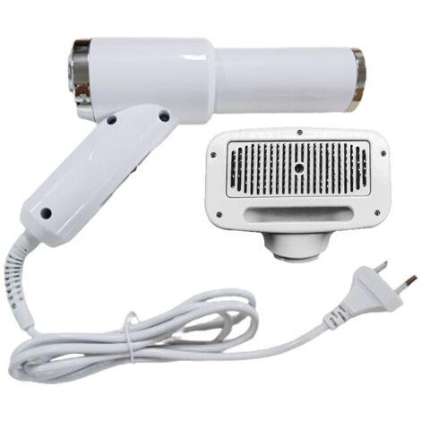 Peine de aire caliente para mascotas, 50 Hz/60 Hz, potencia máxima: 300 W, voltaje nominal: CA 110-120 V/CA 200-230 V, material: ABS/acero inoxidable, color blanco