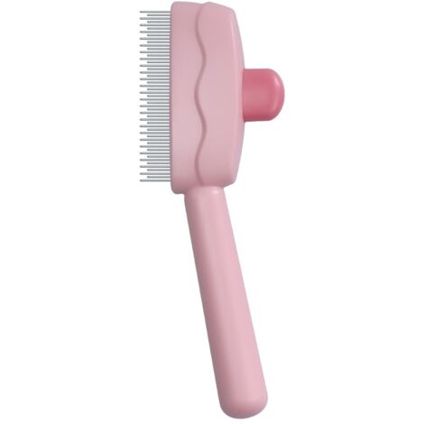 Peine masajeador para pelo de gato, cepillo de aseo para gatos y perros, cepillo para perros con botón de liberación para mascotas de pelo corto y largo (rosa)