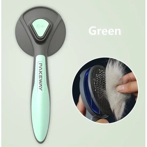 Peine para gatos, cepillo para perros, cepillo para quitar pelos, peine de agujas para mascotas, elimina enredos, suministros y accesorios autolimpiables para mascotas, verde