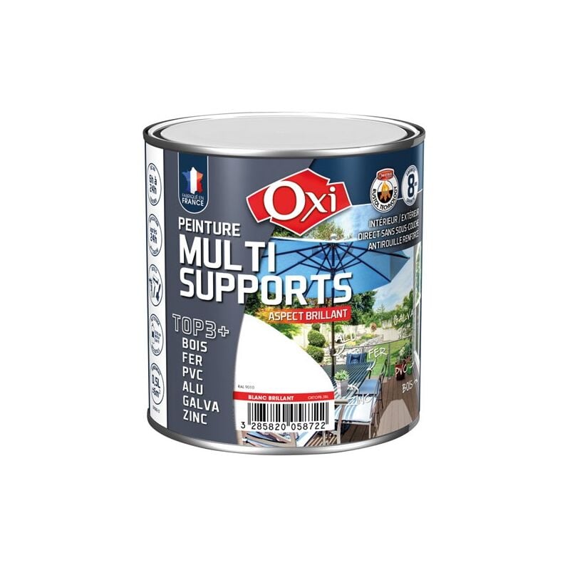 Durieu - oxi - Peinture top 3 bois fer pvc brillant 500ml blanc ral9010