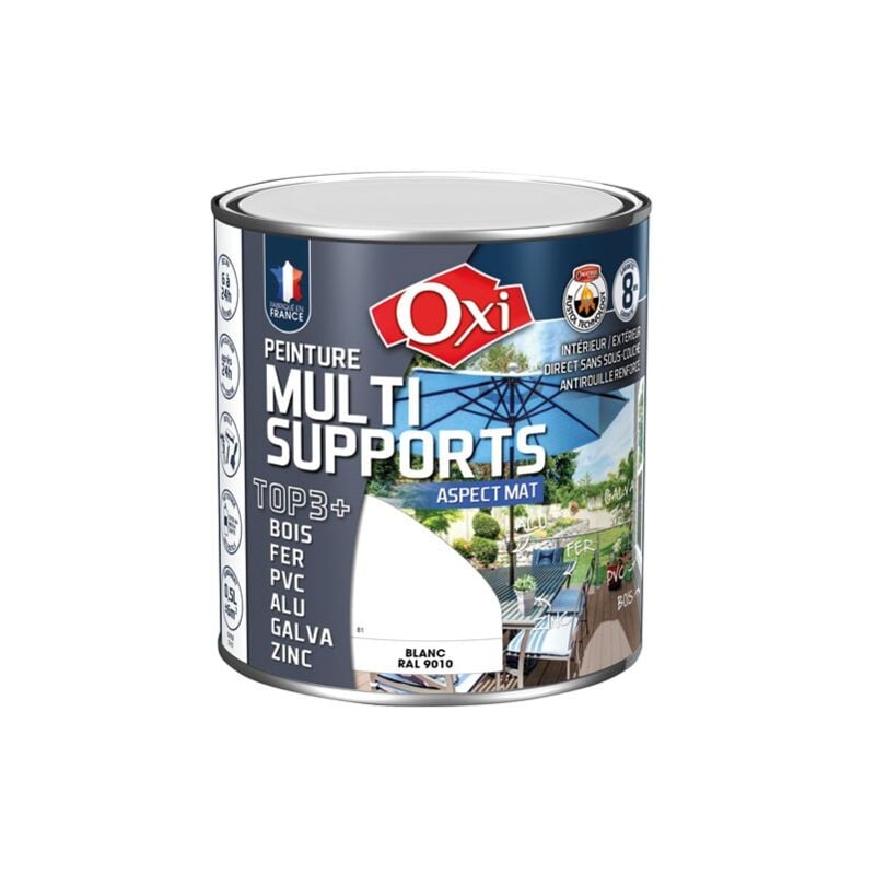Durieu - oxi - Peinture top 3 bois fer pvc mat 500ml blanc ral9010