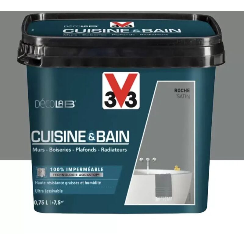Peinture 100% imperméable Cuisine & bain V33 DécoLAB Roche 0,75 l