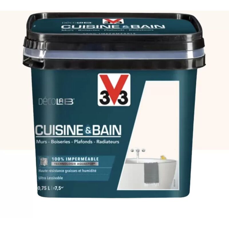 Peinture 100% imperméable Cuisine & bain V33 DécoLAB Rose poudré 0,75 l