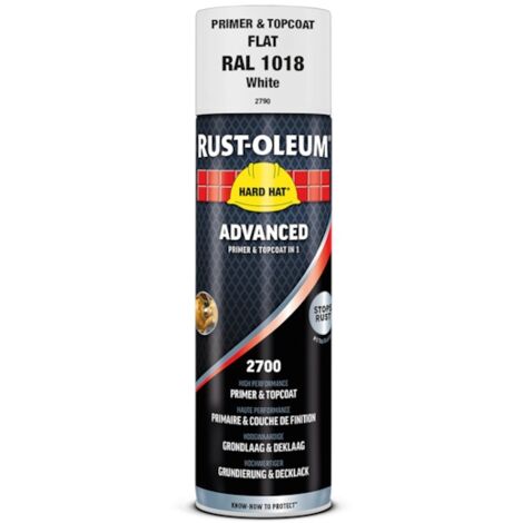 Peinture 2 en 1 : primaire et finition antirouille HARD HAT ADVANCED - 500 ml - blanc mat - RUST-OLEUM