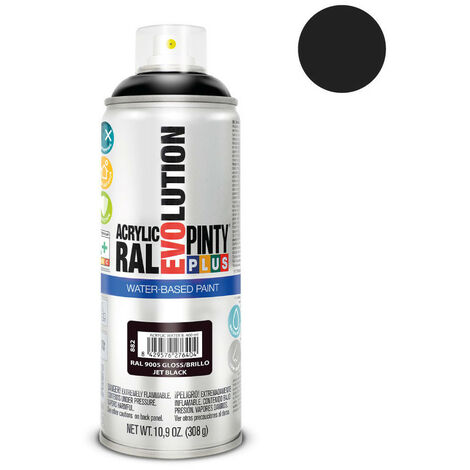 Peinture à base d'eau PintyPlus Evolution - RAL 9005 Noir intense profond 520cc
