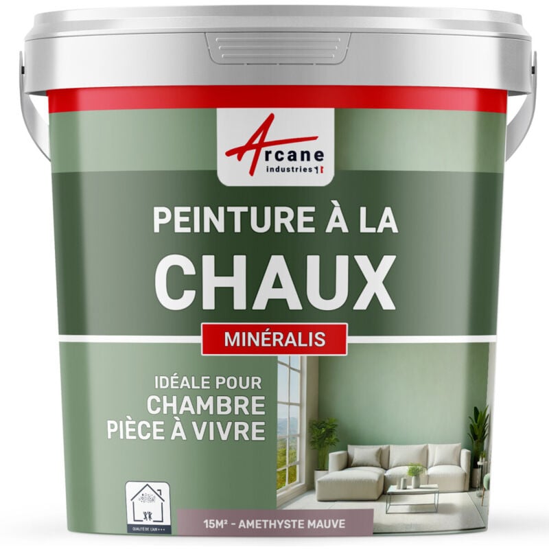 Peinture chaux naturelle : peinture sans émanation mineralis - 15 m² (2.5 kg en 1 couche) Améthyste Mauve Arcane Industries