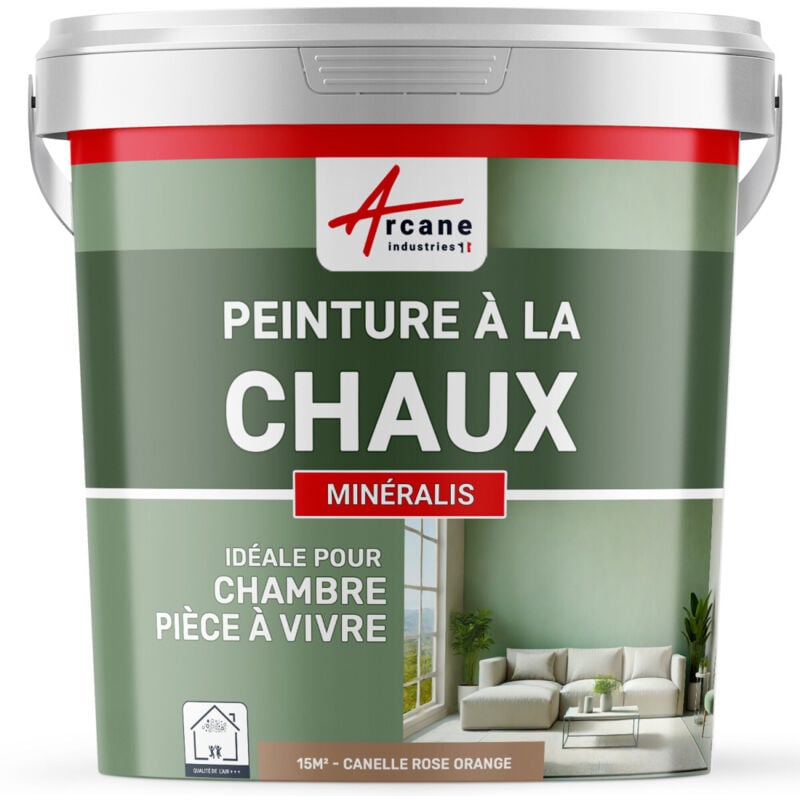 Peinture chaux naturelle : peinture sans émanation mineralis - 15 m² (2.5 kg en 1 couche) Canelle Rose Orange Arcane Industries