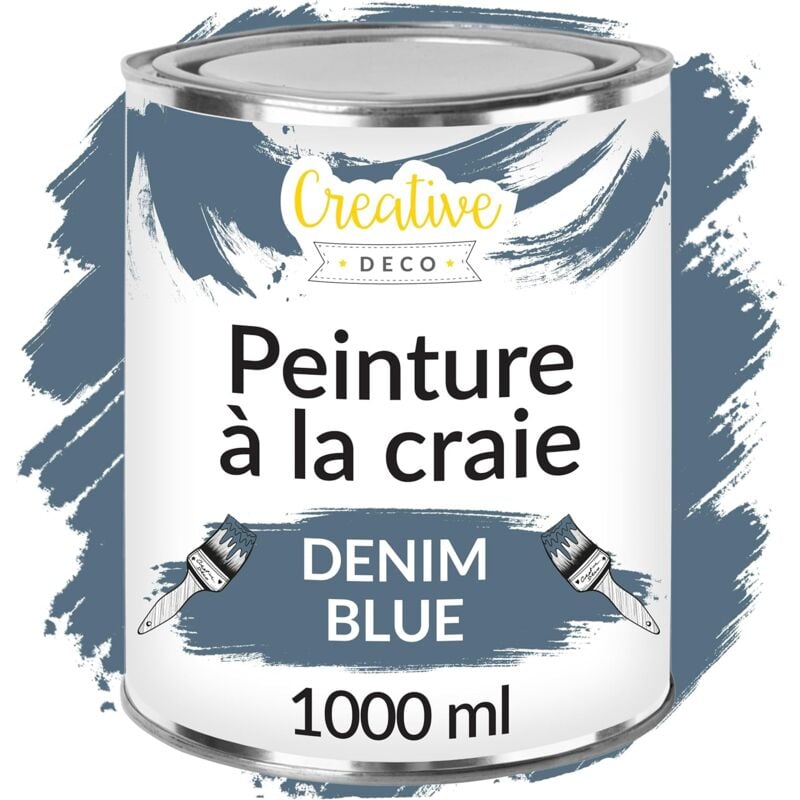 Peinture à la Craie Bleu Denim 1L Mat et Lavable pour Meuble Bois