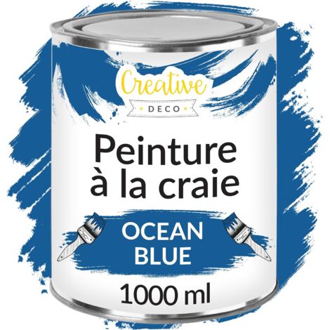Peinture à la Craie Bleu Océan 1L Mat et Lavable pour Meuble Bois