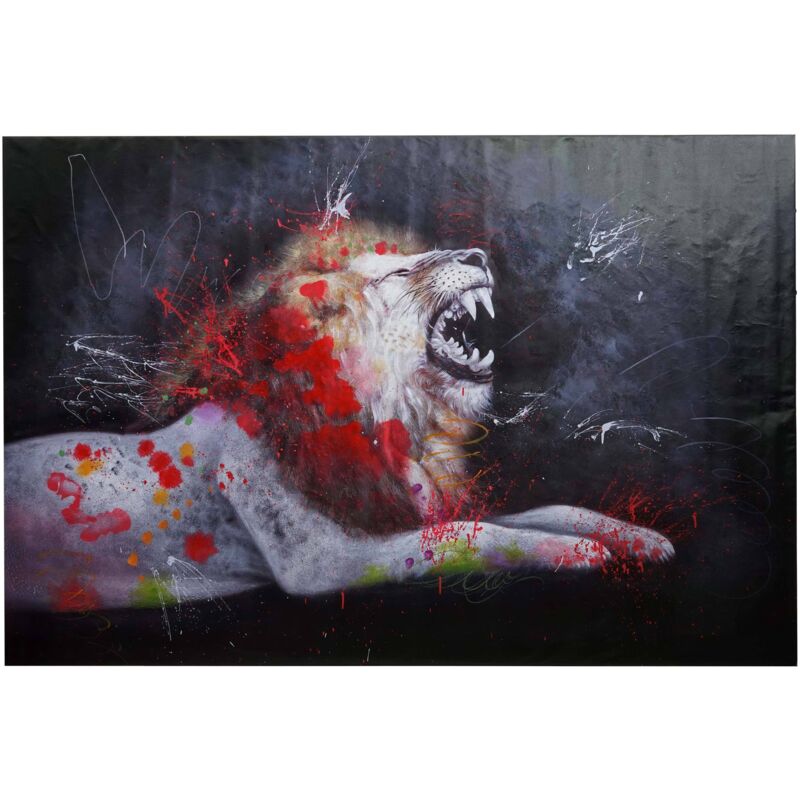 Jamais utilisé] Peinture à l'huile lion HHG 761, peinture sur toile xl, peinte à la main, 180x120cm