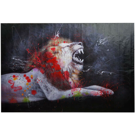 Peinture à l'huile lion HWC-H25, peinture sur toile XL, peinte à la main - 180x120cm