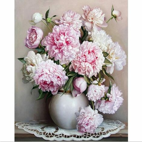 Peinture à l'huile par numéros, bricolage peint à la main fleurs photos toile peinture salon - 16 20 pouces sans cadre, kueatily