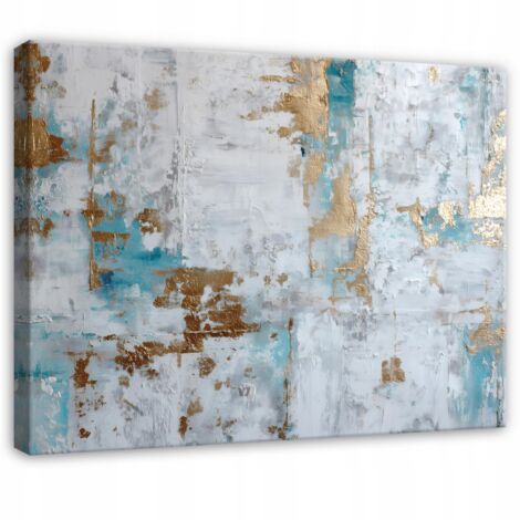 Peinture abstraite béton doré pour chambre salon sur toile 100x70