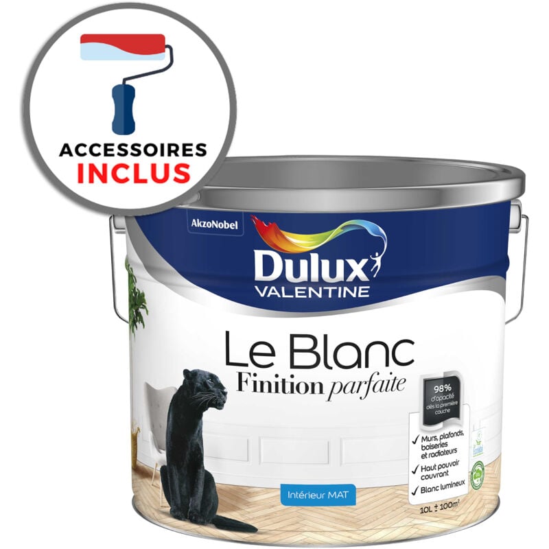 Peinture + accessoires Finition Parfaite Dulux Valentine Mat Blanc 10 l