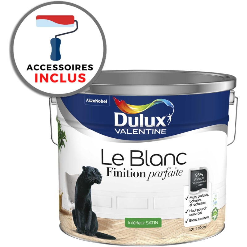 Peinture + accessoires Finition Parfaite Dulux Valentine Satin Blanc 10 l