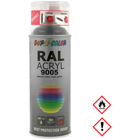 Peinture Acrylique Duplicolor Noir Foncé Séchage Rapide, Haute Brillance, Ral 9005 - Motip Dupli France