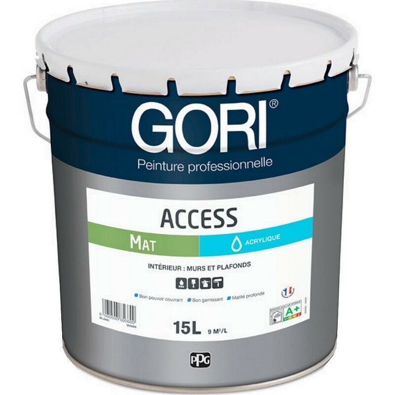Peinture acrylique Gori Access murs et plafonds mat Blanc 15L Conditionnement: 15 Litres