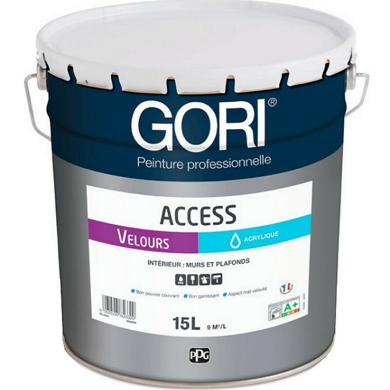 Peinture acrylique Gori Access murs et plafonds Velours Blanc 15L Conditionnement: 15 Litres