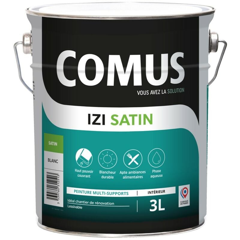 Izi'satin 3L - Peinture acrylique d'aspect satin en phase aqueuse Comus