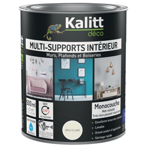 Peinture Acrylique Multi-supports Mat 0.5 L Gris Plume - Kalitt Deco