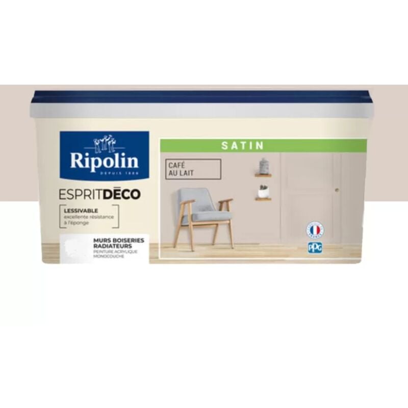 Peinture acrylique Ripolin Esprit Déco Satin Café au Lait 3 l