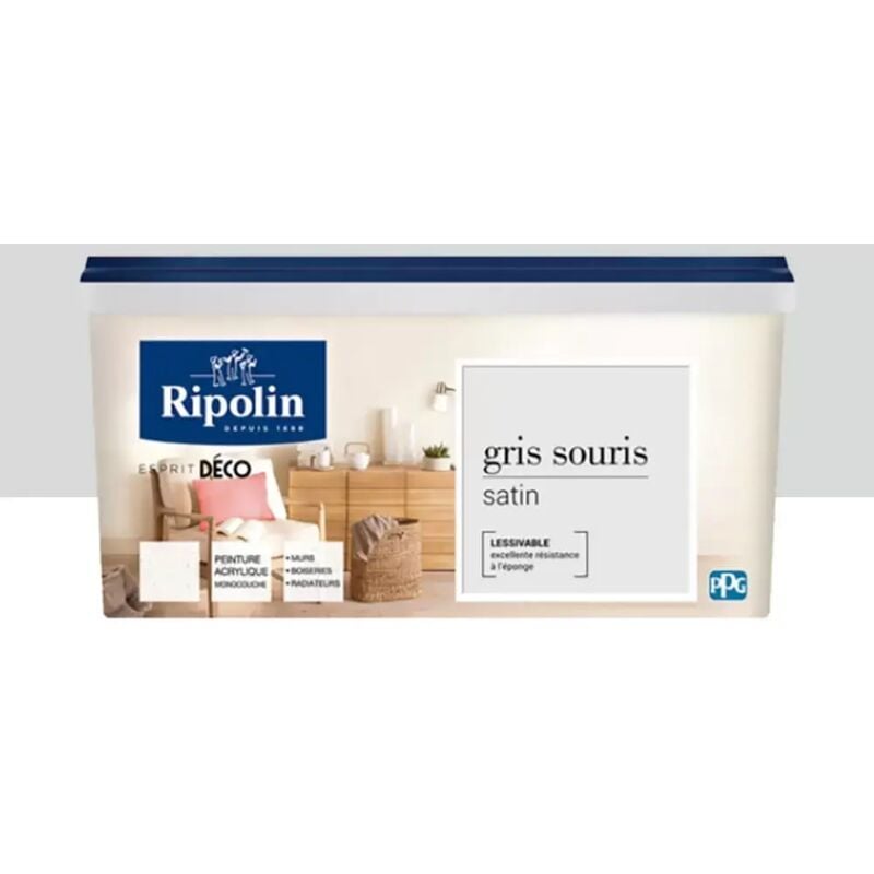 Ripolin - Peinture acrylique Esprit Déco Satin Gris souris 3 l