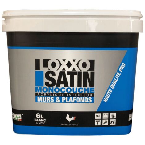 Peinture Acrylique Satin Monocouche Murs & Plafonds Blanc 6 L - Loxxo