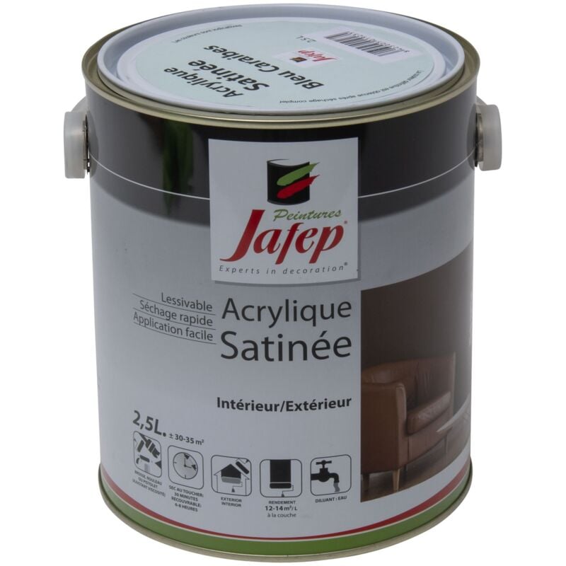 Peinture acrylique satinée bleu caraïbes Jafep 2,5 l