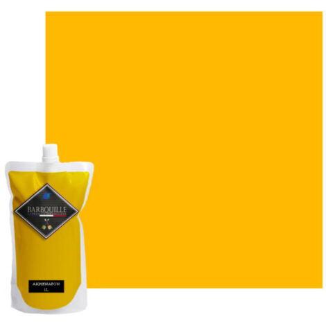 Peinture acrylique lessivable velours 1L – Jaune Akhenaton – Finition veloutée – Pour murs et plafonds – Application intérieure/extérieure – Barbouille