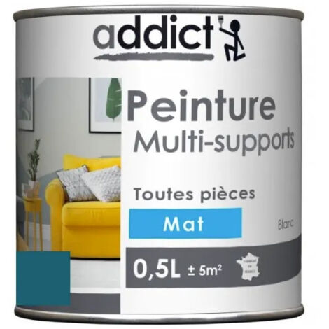 Peinture Addict Déco.m&bois Mat Bleu Pétrole 0,5l - Addict