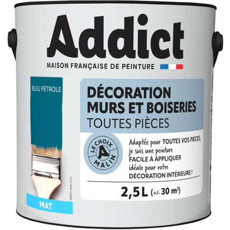 Peinture Addict Déco.m&bois Mat Bleu Pétrole 2,5l - Addict