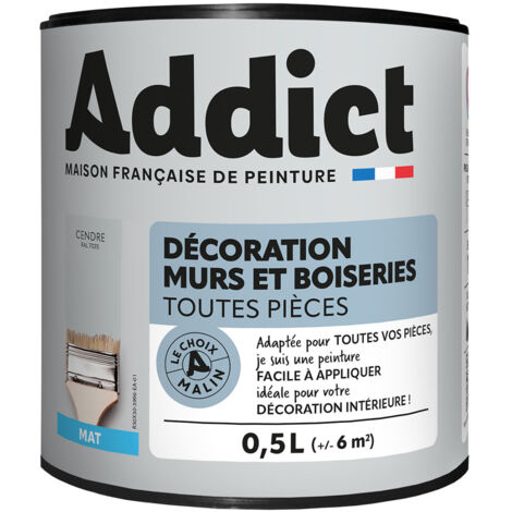 Peinture Addict Déco.m&bois Mat Cendre 0,5l - Addict
