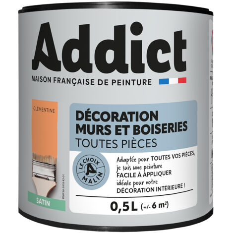 Peinture Addict Déco.m&bois Satin Clémentine 0,5l - Addict