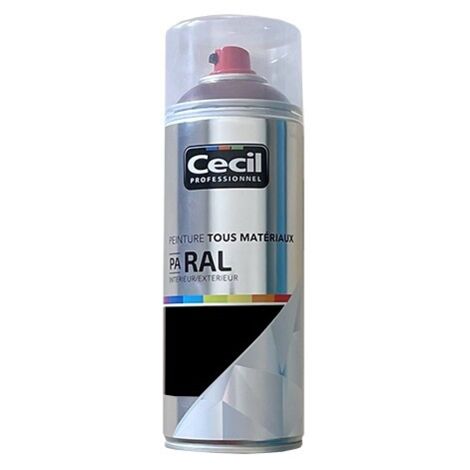 Peinture Aérosol Cécil Professionnel PA RAL - Noir Brillant (RAL 9005) 0,4 L