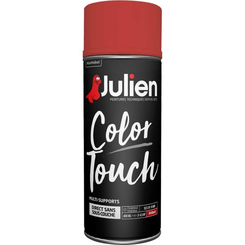 JULIEN  - Peinture a&eacute;rosol rouge feu 400ml Ral 3000 - Rouge