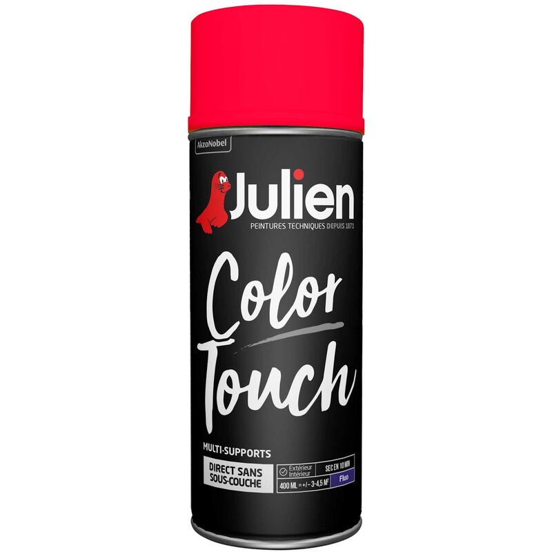 Julien - Peinture aérosol Color Touch multi-supports - Rose Fluo - 400 ml