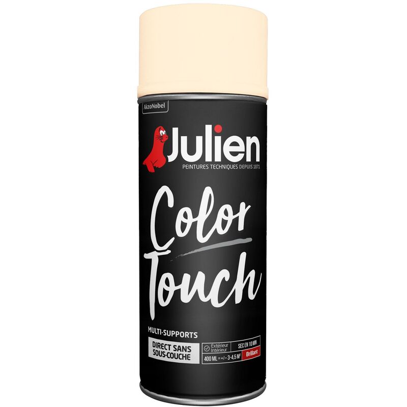 Peinture aérosol Color Touch multi-supports - Brillant Blanc Cassé - 400 ml - Julien