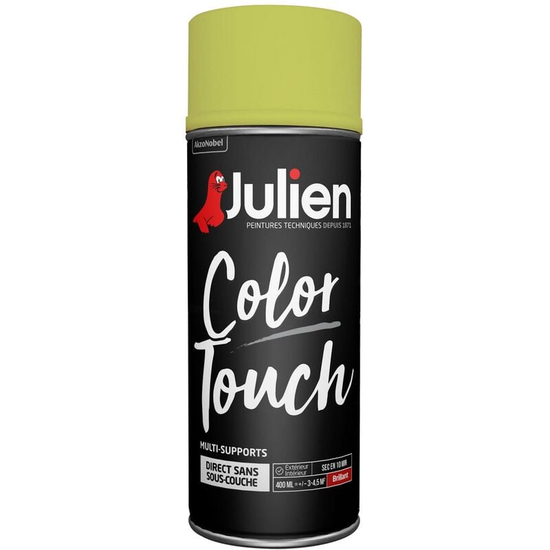 Peinture aérosol Color Touch multi-supports - Brillant Vert Anis - 400 ml Julien