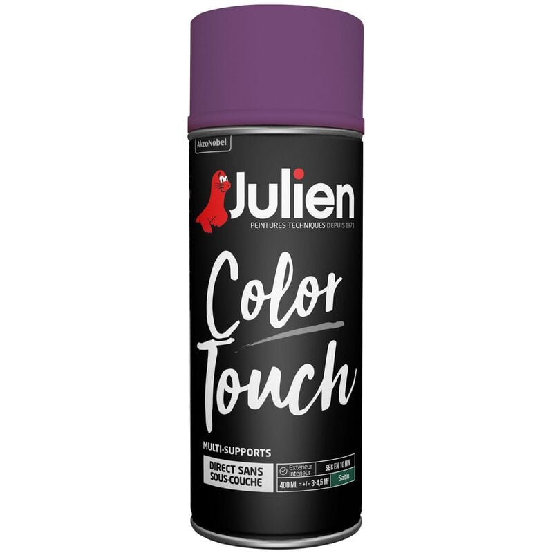 Peinture aérosol Color Touch multi-supports - Satin Prune - 400 ml - Julien