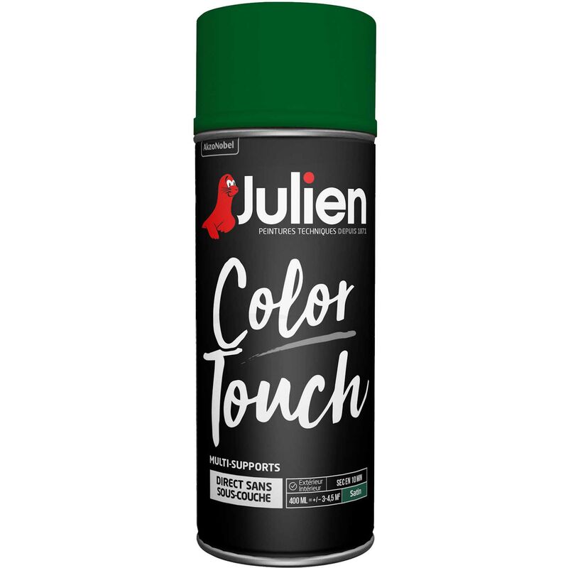 Julien - Peinture aérosol Color Touch multi-supports - Satin Vert Basque - 400 ml