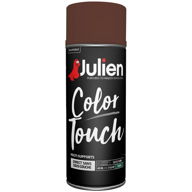 Julien - Peinture aérosol Color Touch multi-supports - Satin Brun Châtaigne - 400 ml