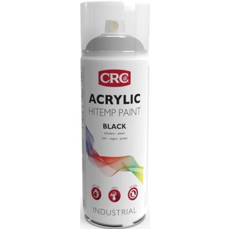 Peinture aérosol CRC ACRYLIC PAINT, Noir Mat, 400ml ( Prix pour 1 ). Protège le métal contre les températures élevées jusqu'à 800° C