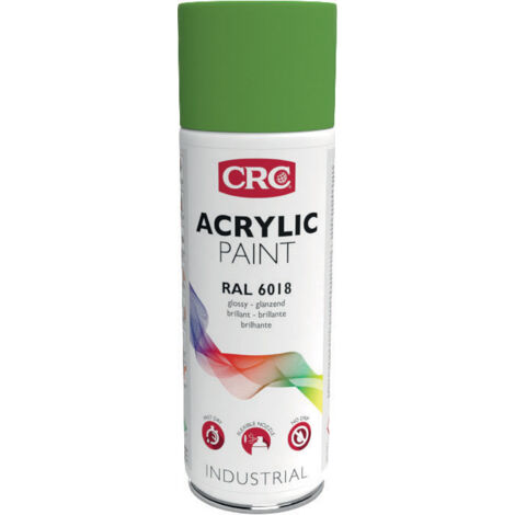 Peinture aérosol CRC ACRYLIC PAINT, Vert-Jaune RAL 6018 Brillant, 400ml ( Prix pour 1 )