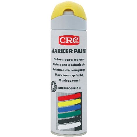 Peinture aérosol CRC MARKER PAINT, Jaune Mat, 500ml ( Prix pour 1 ).Peinture multipositions pour marquage et signalisation manuelle.
