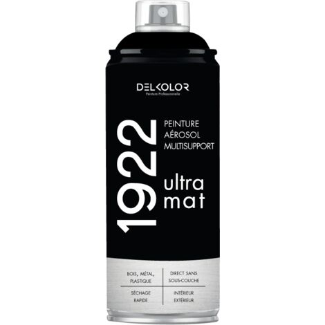 Peinture aérosol DELKOLOR 1922 MAT - 400 ml  Couleur: NOIR MAT